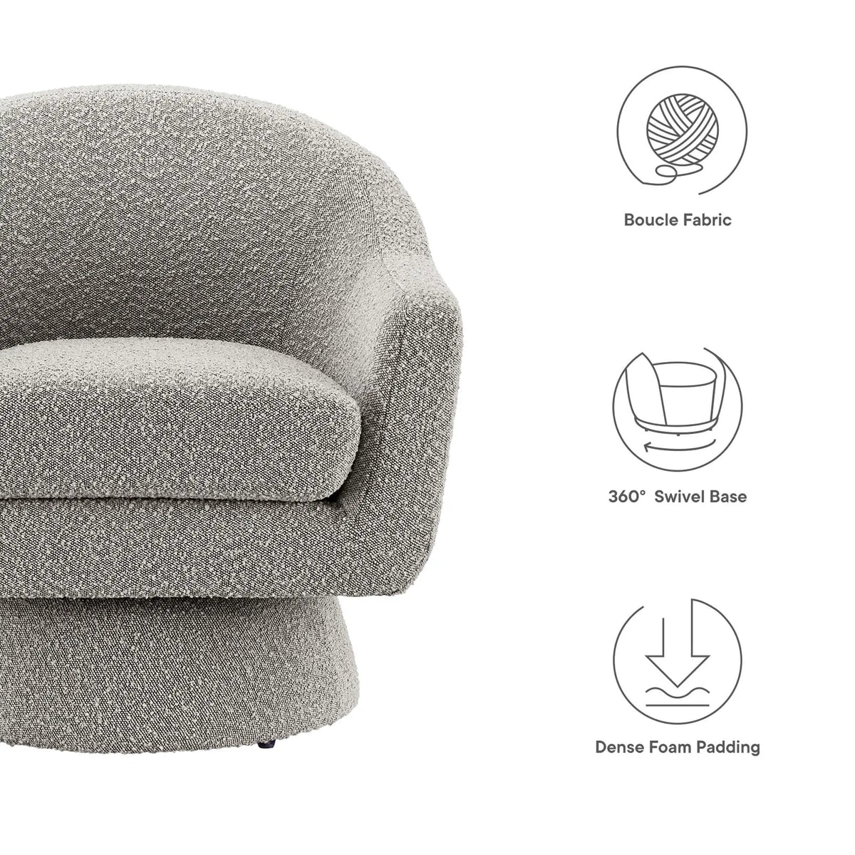 Astral Boucle Fabric Swivel Chair by Modway by HouseOfZazla