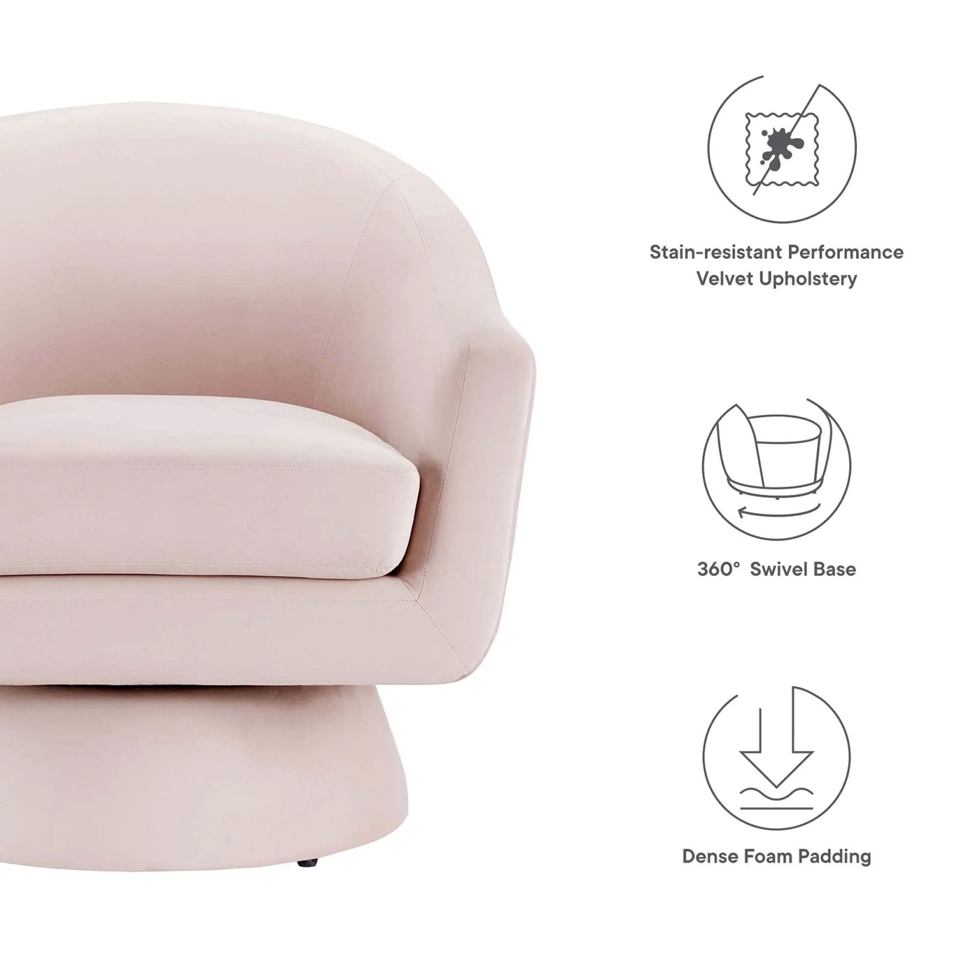 Astral Performance Velvet Fabric and Wood Swivel Chair by Modway by HouseOfZazla
