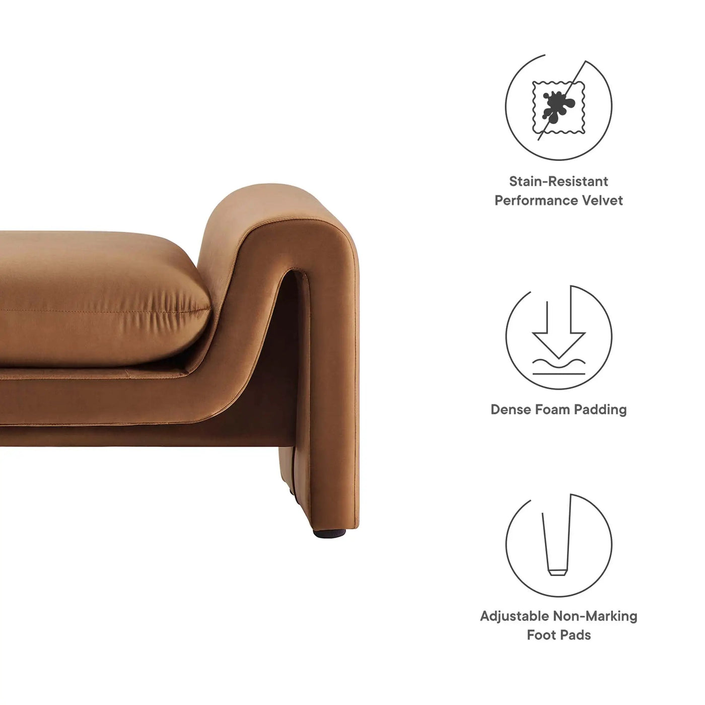 Waverly Performance Velvet Bench by Modway by HouseOfZazla