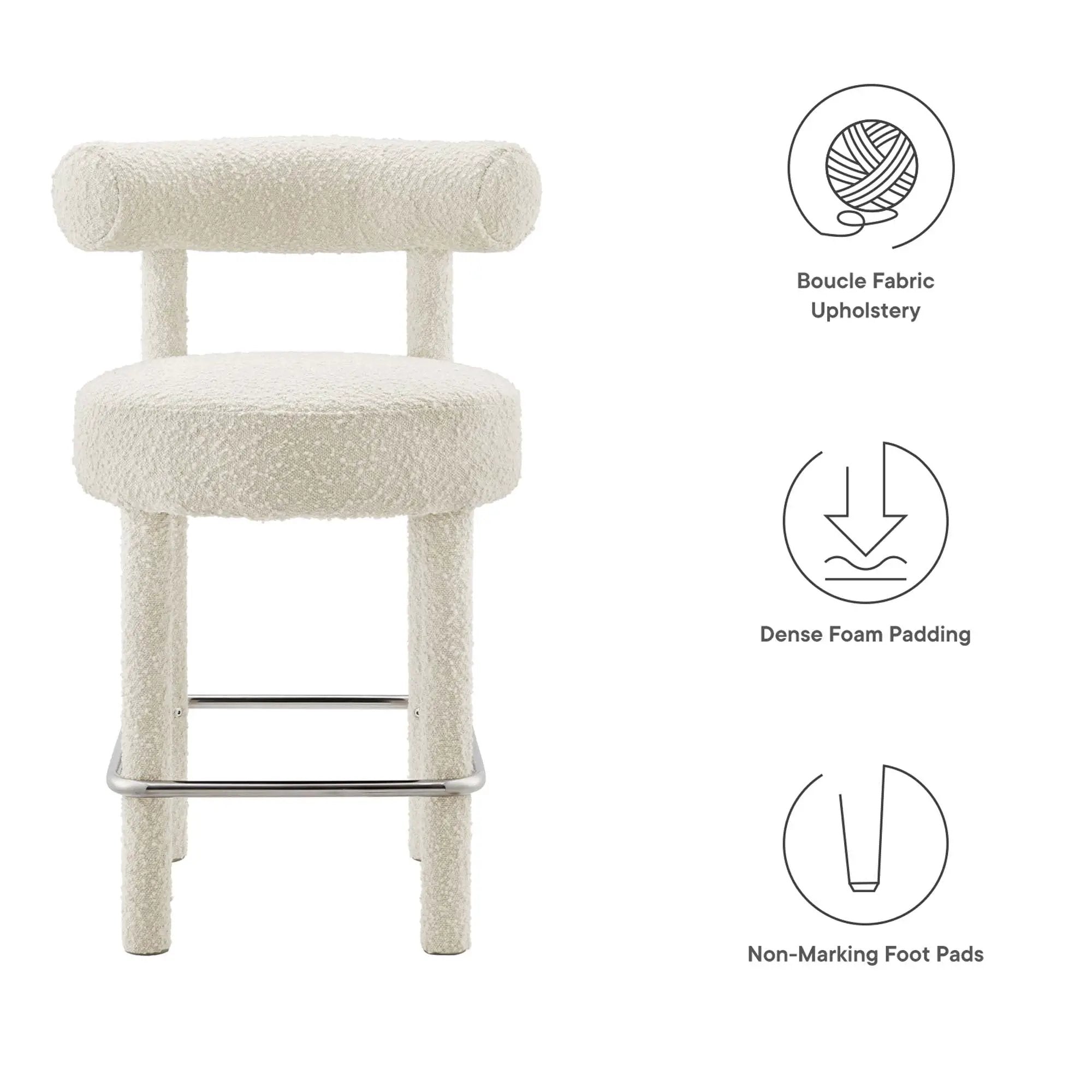 Toulouse Boucle Fabric Counter Stool by Modway by HouseOfZazla