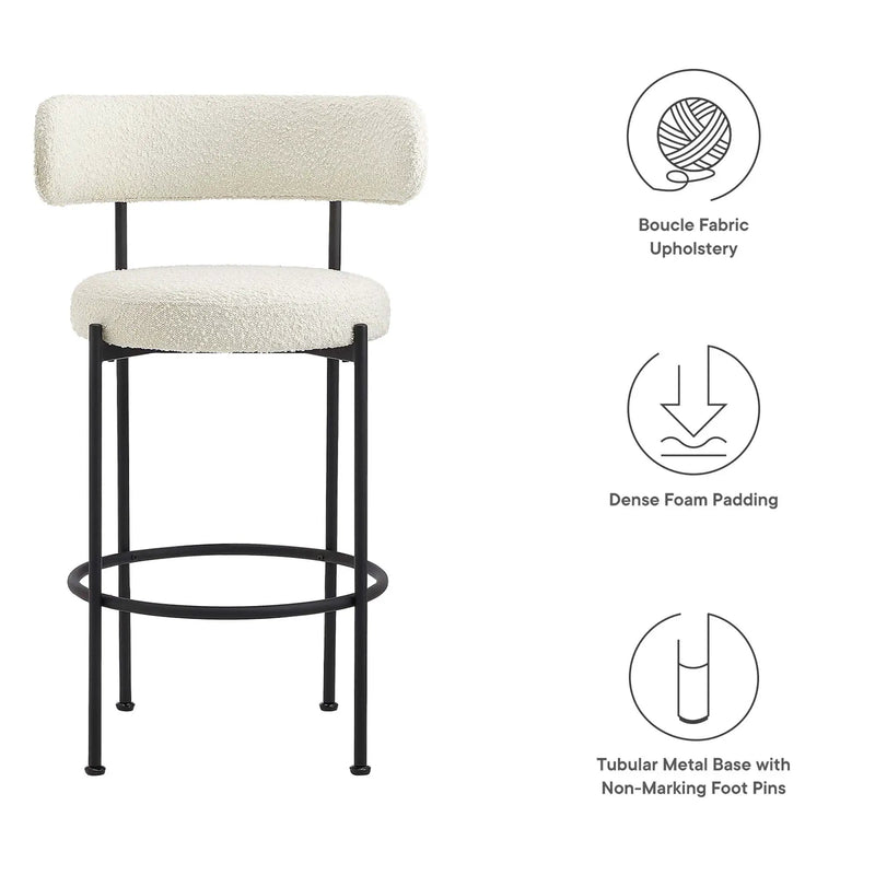 Albie Boucle Fabric Bar Stools Set of 2 by Modway by HouseOfZazla