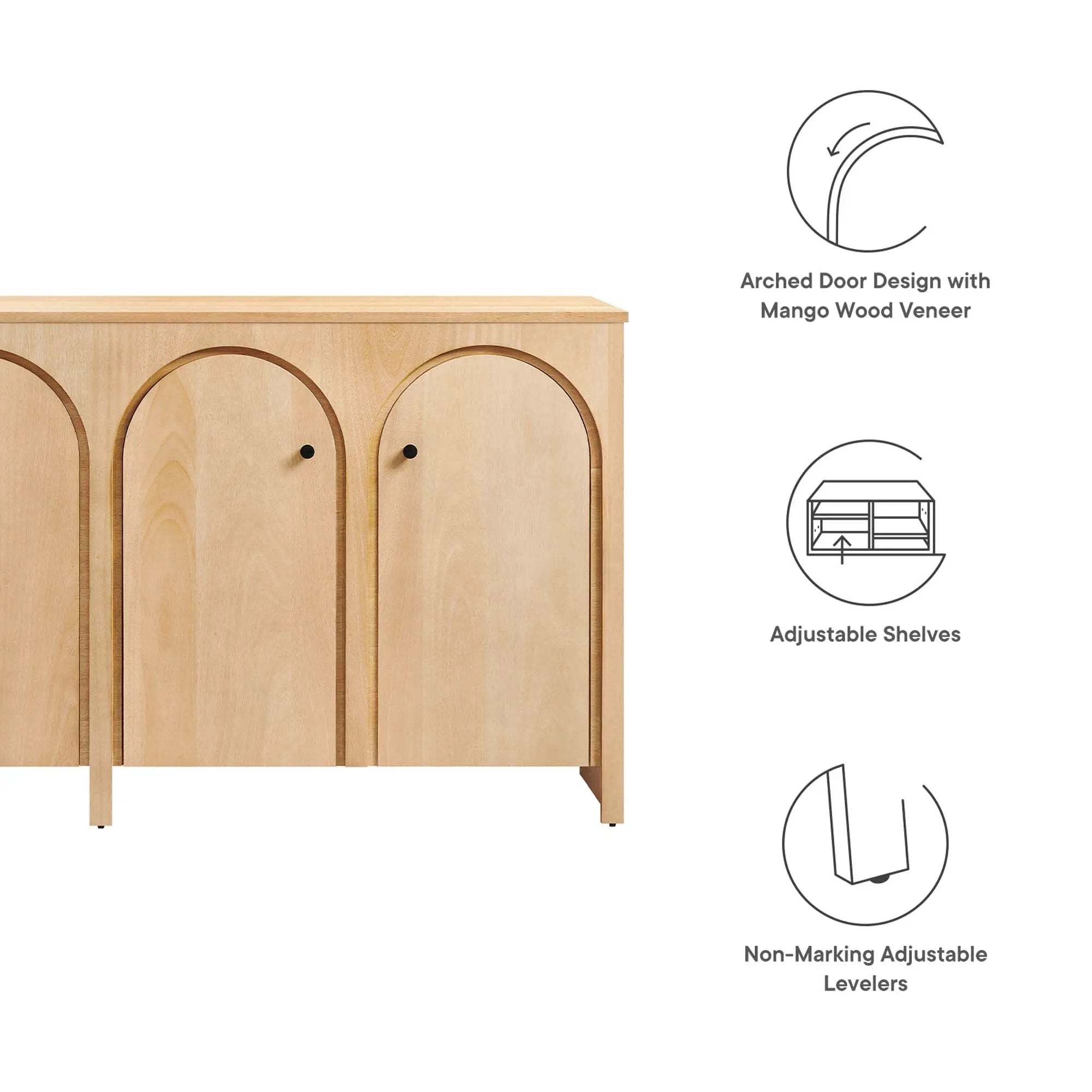 Appia Wood Grain 4-Door Sideboard Storage Cabinet by Modway by HouseOfZazla