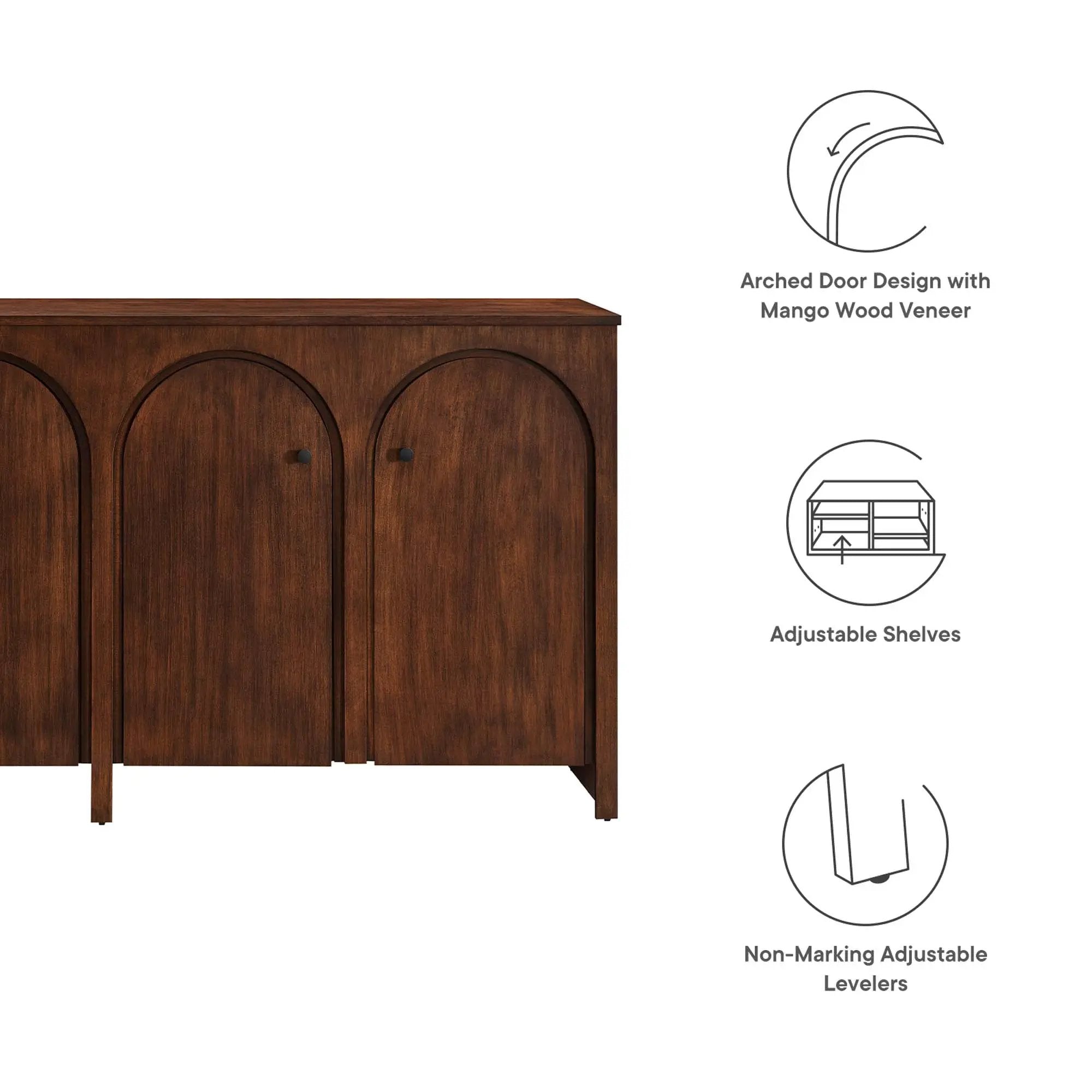 Appia Wood Grain 4-Door Sideboard Storage Cabinet by Modway by HouseOfZazla