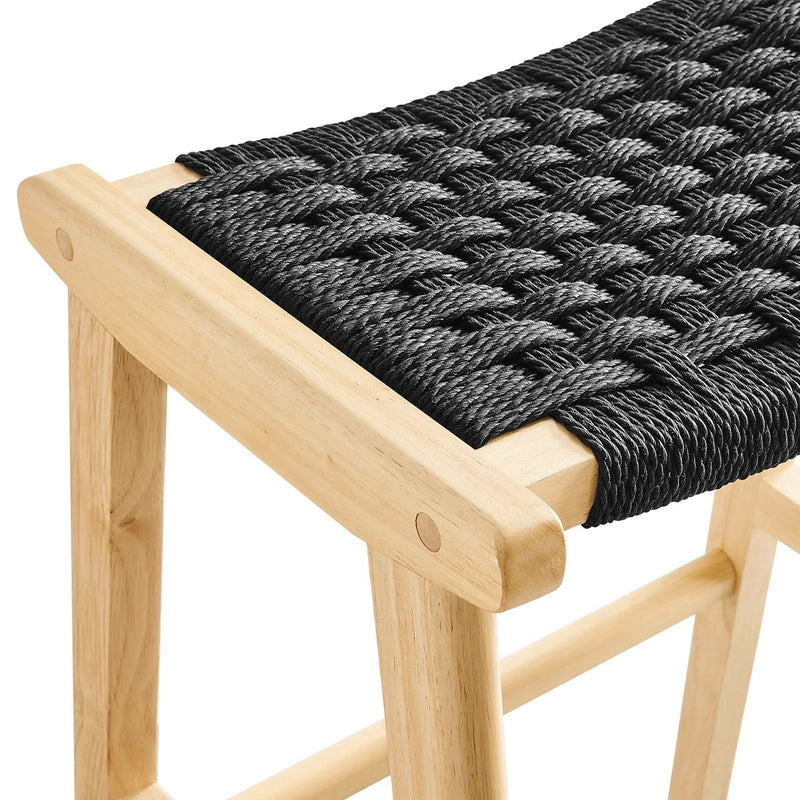 Saoirse Woven Rope Wood Bar Stool Set of 2 by Modway by HouseOfZazla