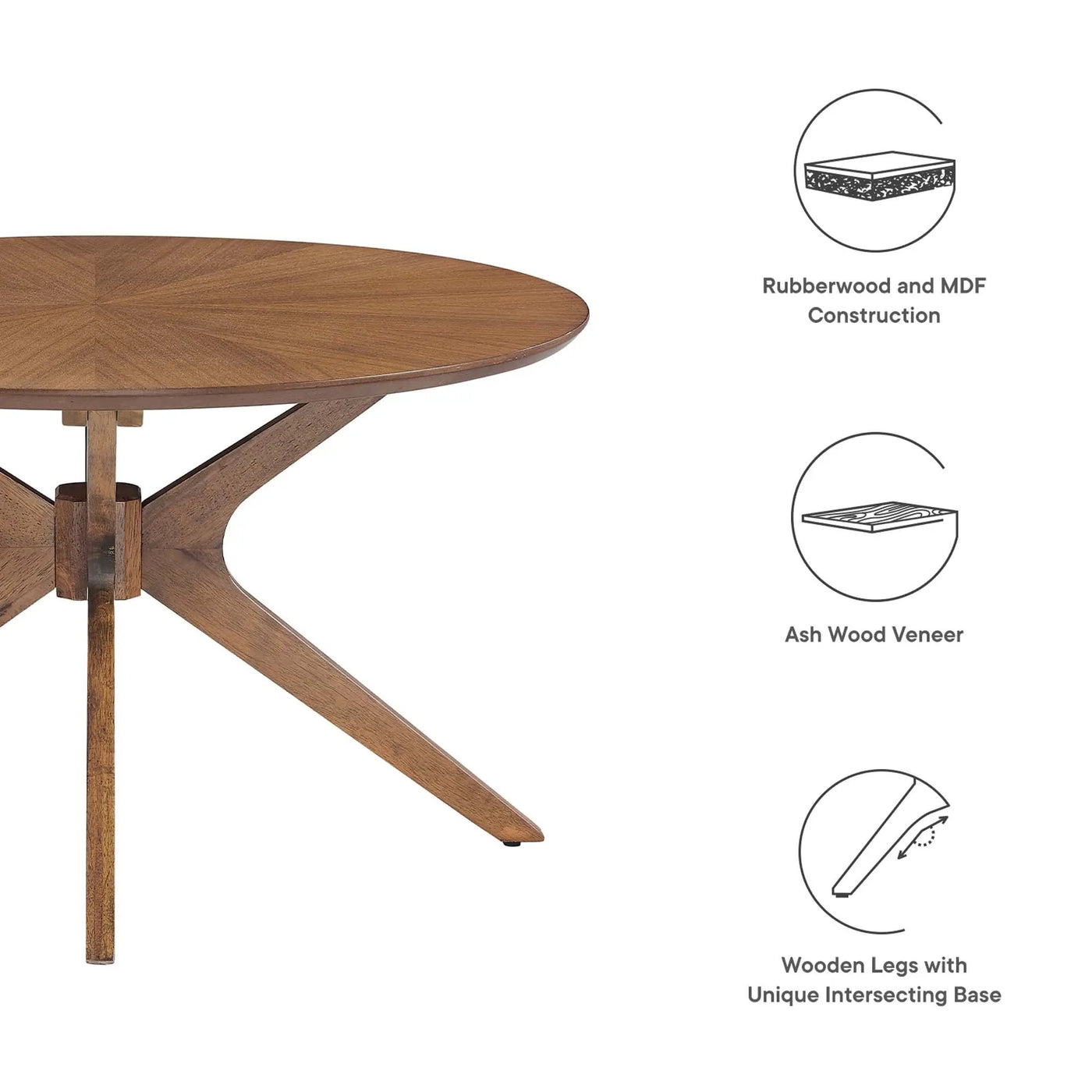 Crossroads Round Wood Coffee Table by Modway by HouseOfZazla