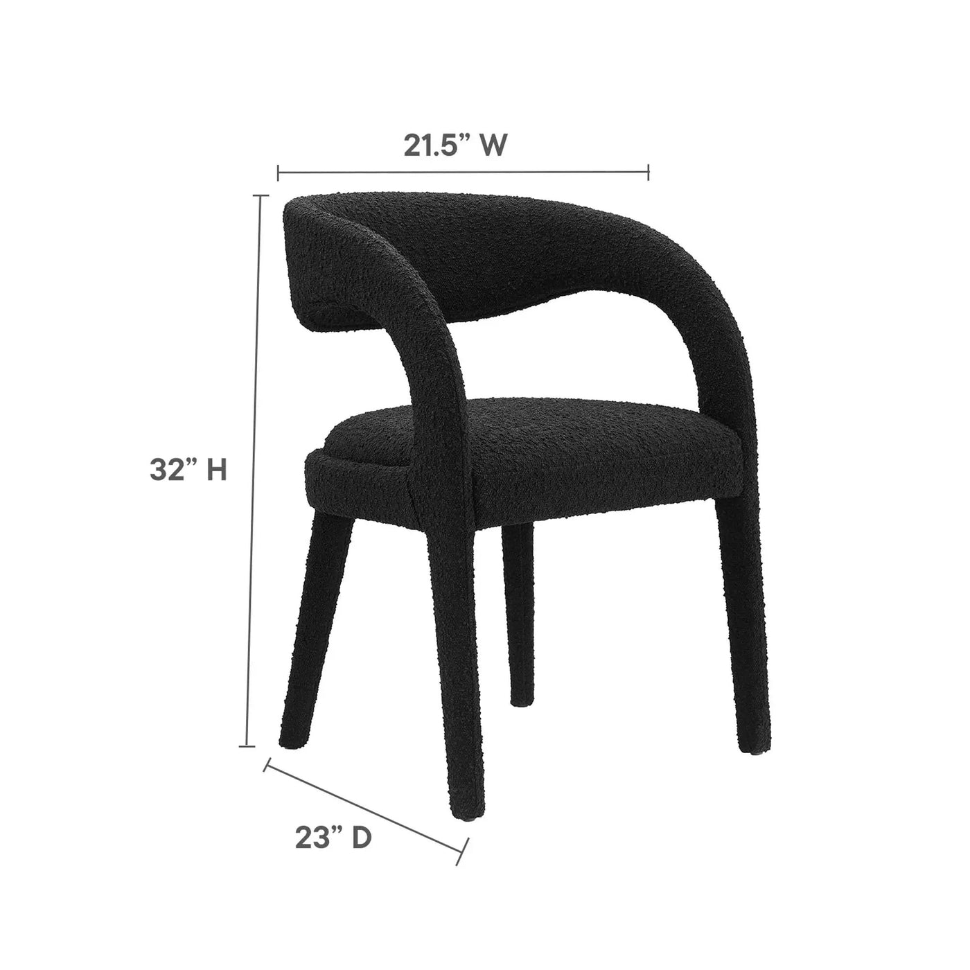 Pinnacle Boucle Upholstered Dining Chair Set of 2 by HouseOfZazla