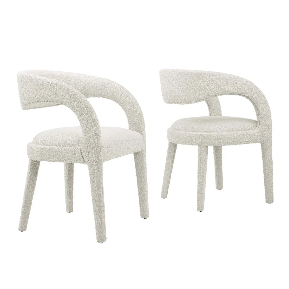 Pinnacle Boucle Upholstered Dining Chair Set of 2 by HouseOfZazla