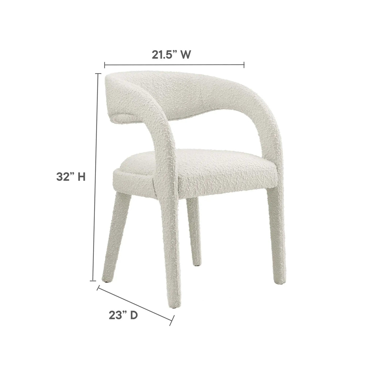 Pinnacle Boucle Upholstered Dining Chair Set of 2 by HouseOfZazla