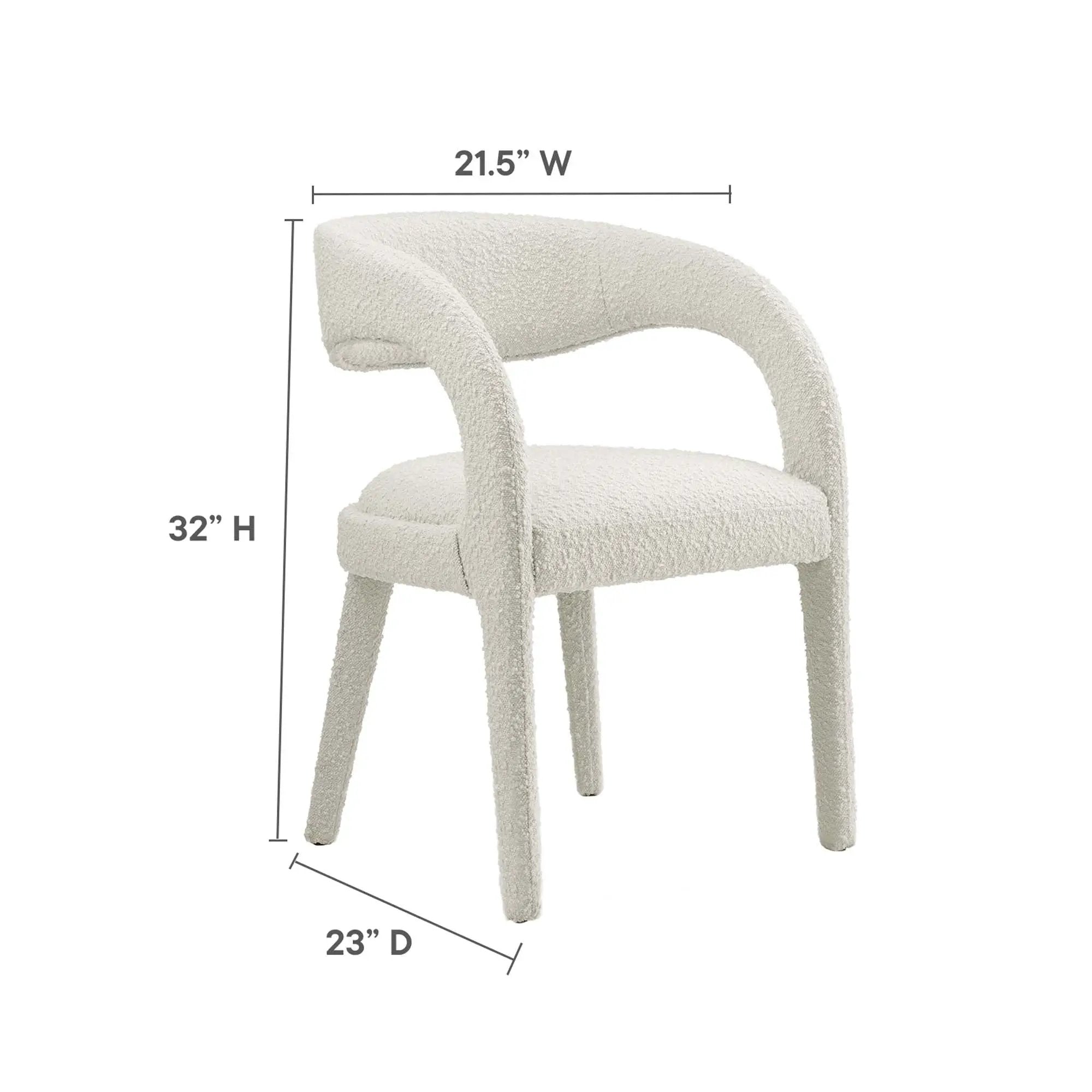 Pinnacle Boucle Upholstered Dining Chair Set of 2 by HouseOfZazla