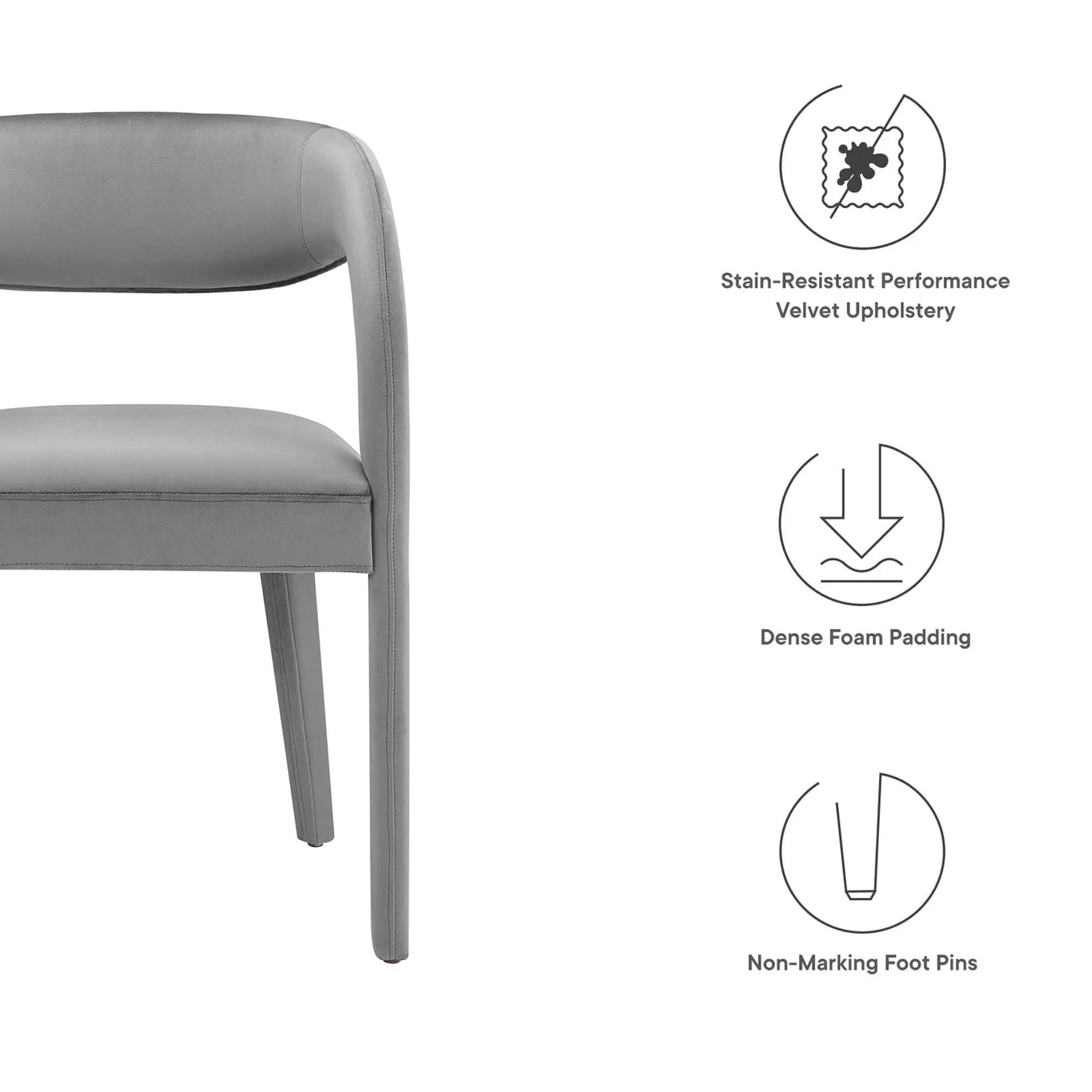 Pinnacle Performance Velvet Dining Chair Set of Two by Modway by HouseOfZazla