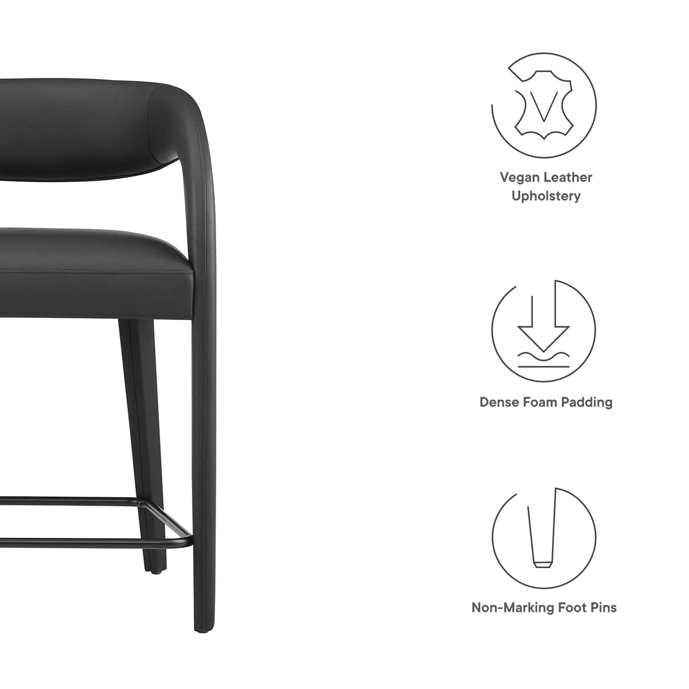 Pinnacle Vegan Leather Counter Stool Set of 2 by Modway by HouseOfZazla