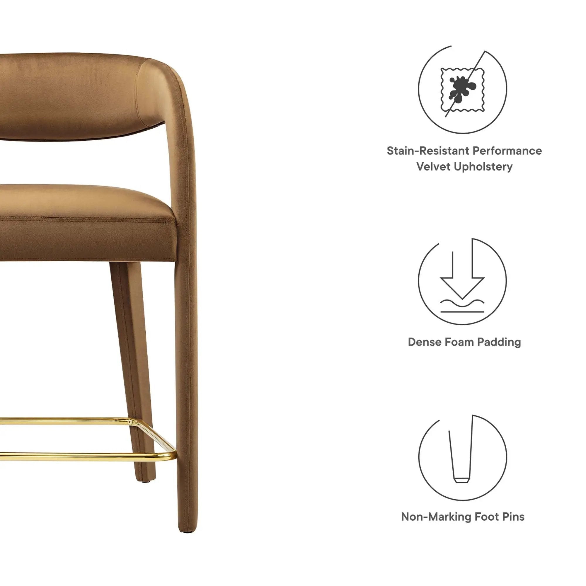 Pinnacle Performance Velvet Counter Stool Set of 2 by Modway by HouseOfZazla