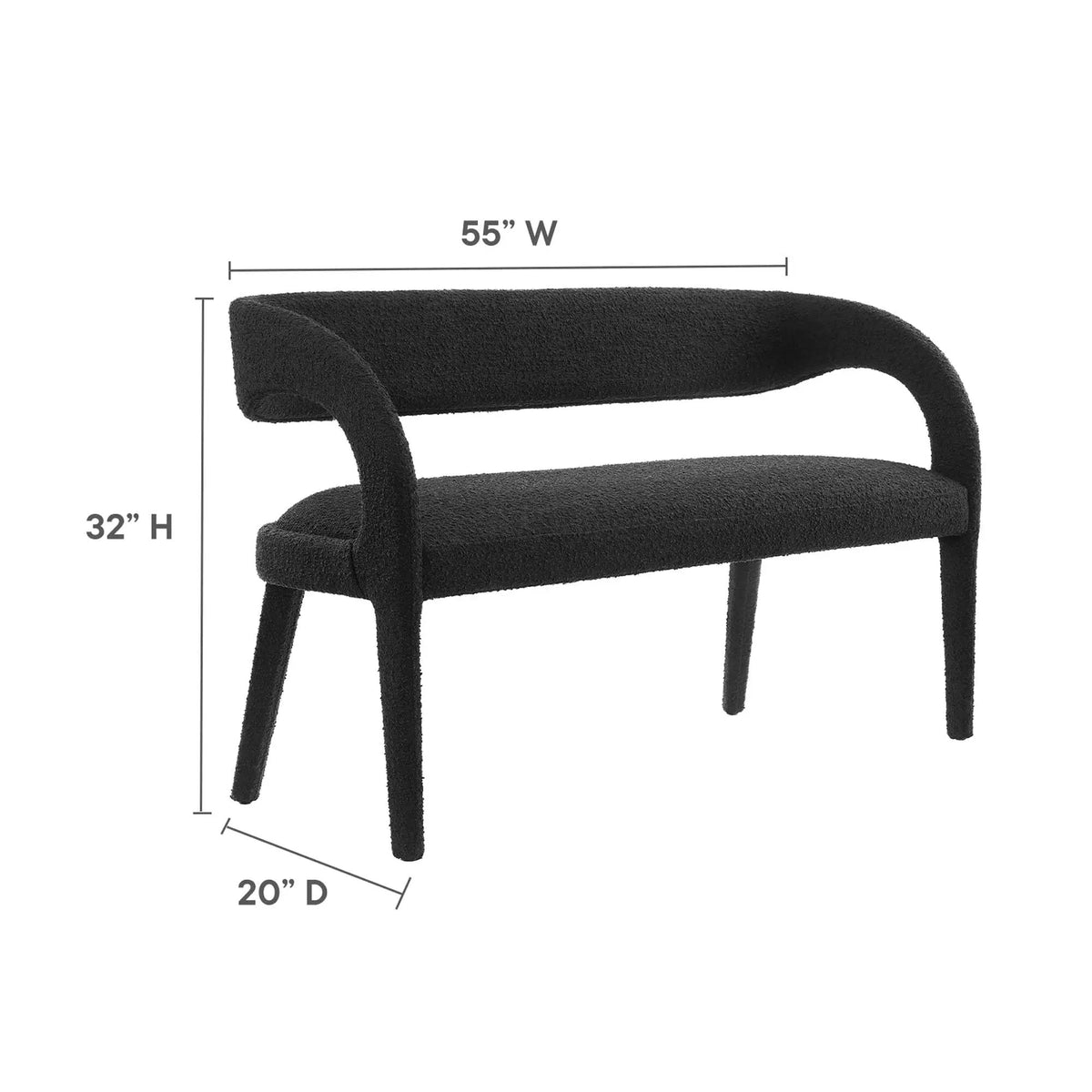 Pinnacle Boucle Fabric Accent Bench by Modway by HouseOfZazla