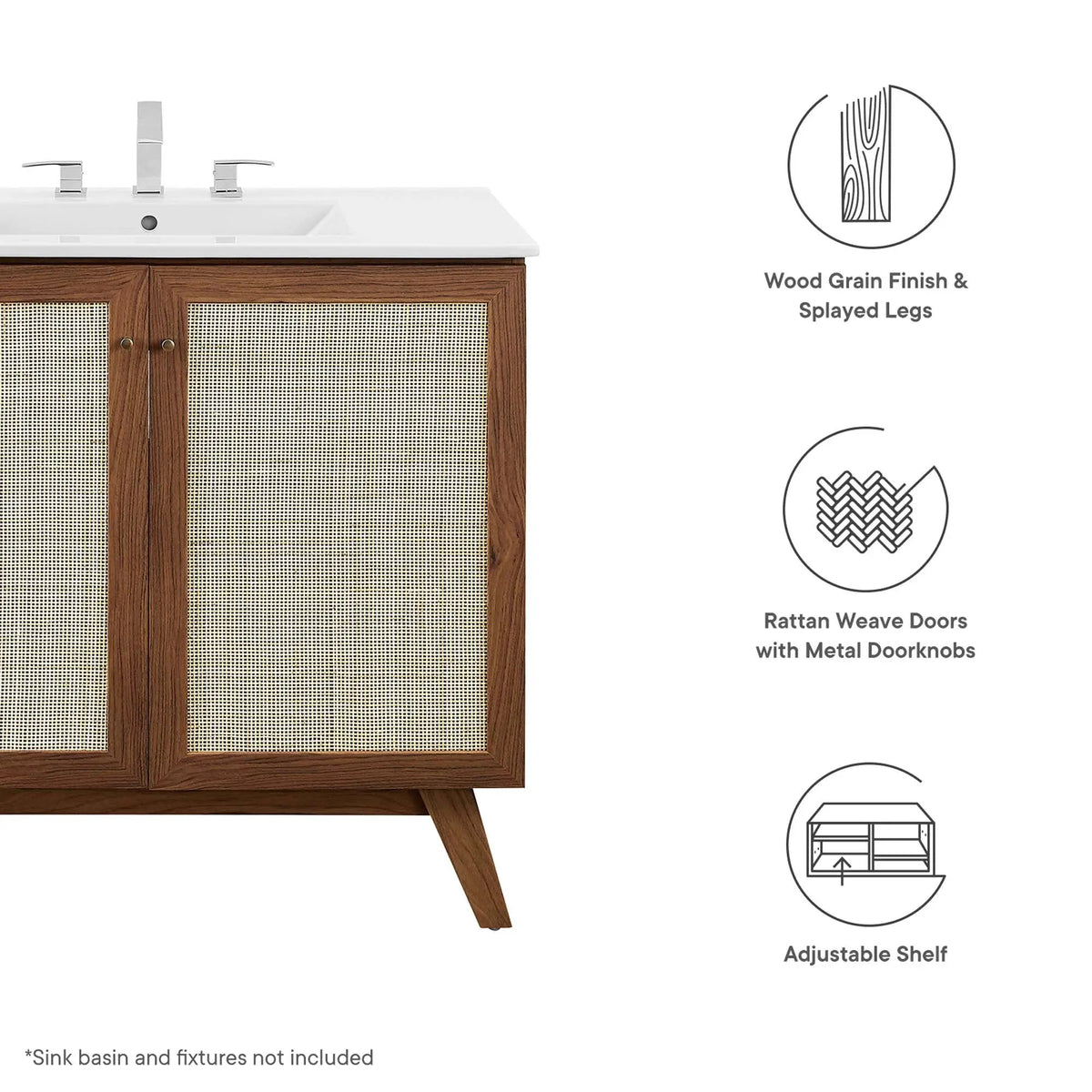Soma 36" Bathroom Vanity Cabinet with Rattan Doors by HouseOfZazla