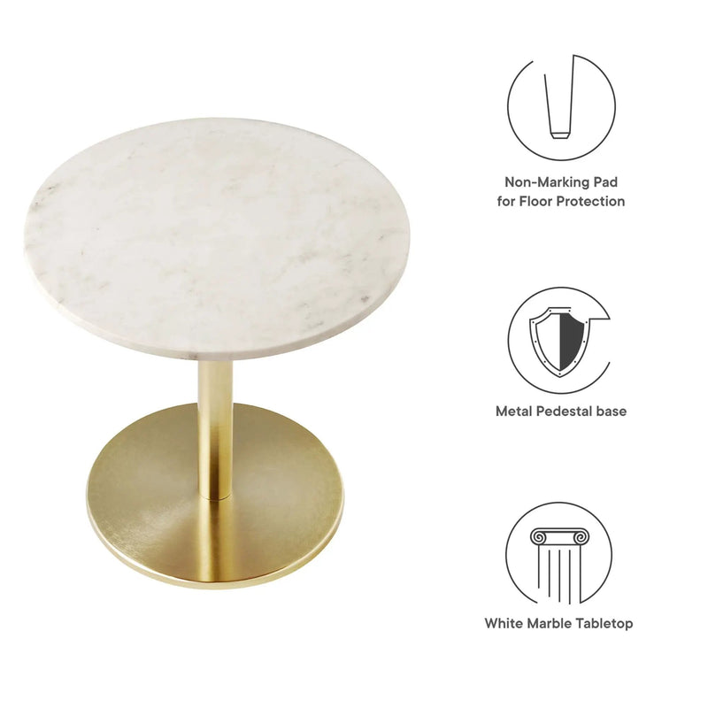 Viva Round White Marble Side Table by Modway by HouseOfZazla