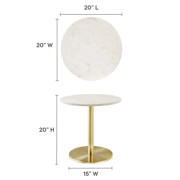 Viva Round White Marble Side Table by Modway, photo 2 of 7