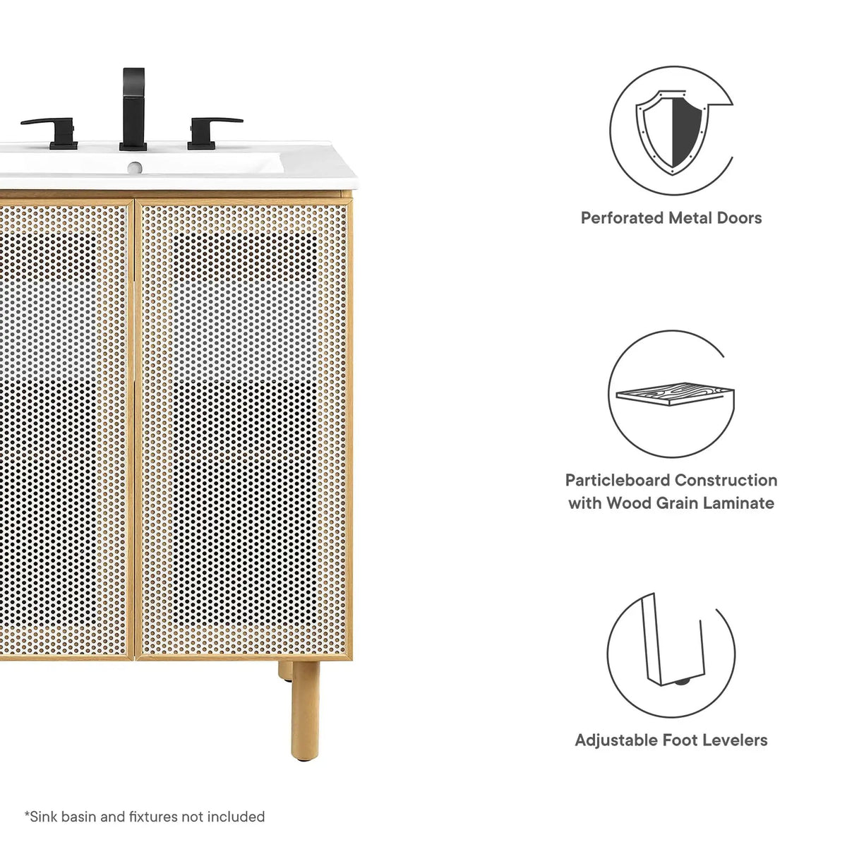 Calla 24" Perforated Metal Bathroom Vanity Cabinet by HouseOfZazla