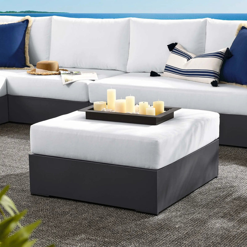 Tahoe Outdoor Patio Powder-Coated Aluminum Ottoman by Modway by HouseOfZazla