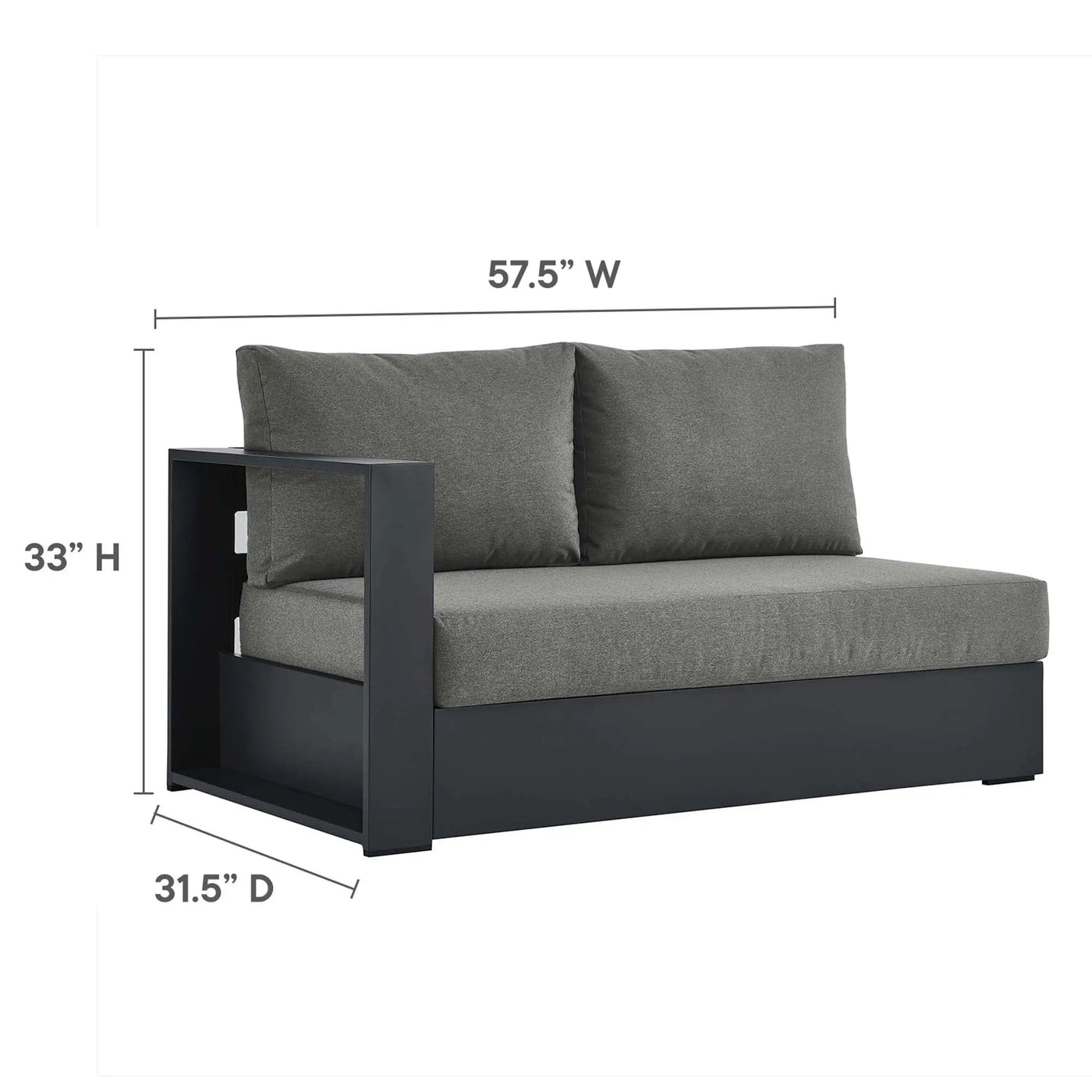 Tahoe Outdoor Patio Powder-Coated Aluminum Modular Left-Facing Loveseat by HouseOfZazla
