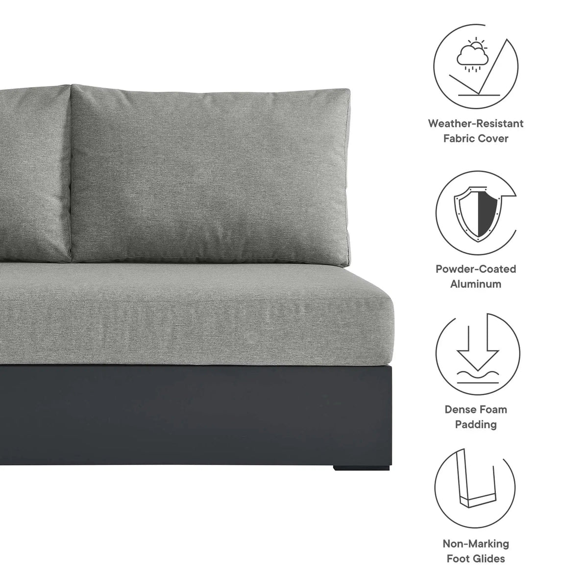 Tahoe Outdoor Patio Powder-Coated Aluminum Modular Left-Facing Loveseat by HouseOfZazla