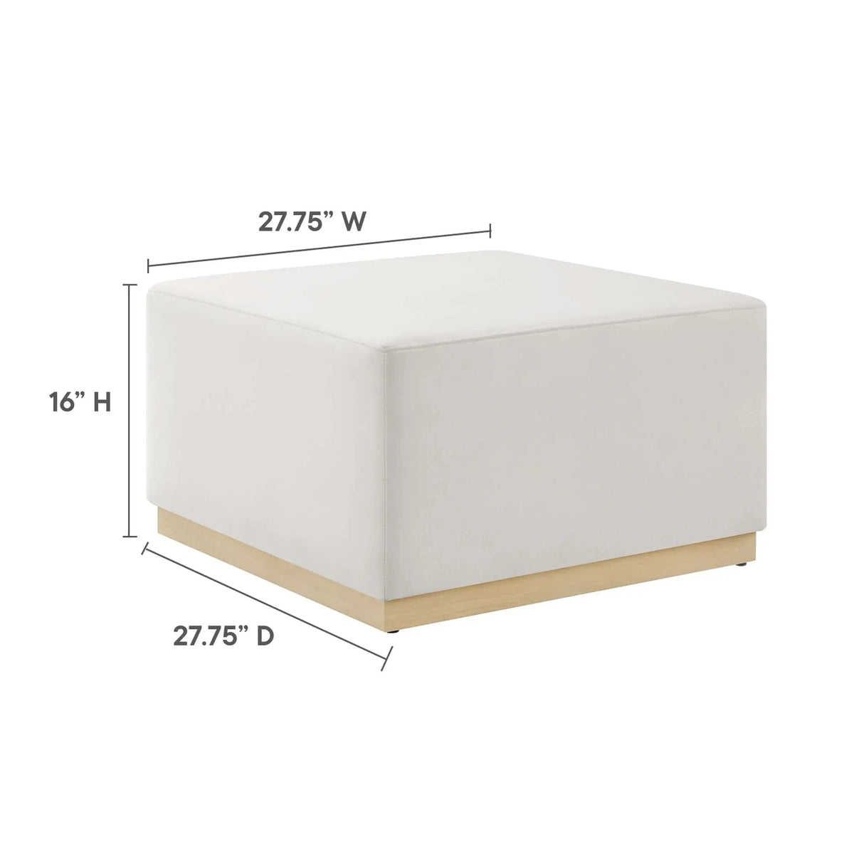 Tilden Large 28" Square Performance Velvet Upholstered Ottoman by HouseOfZazla