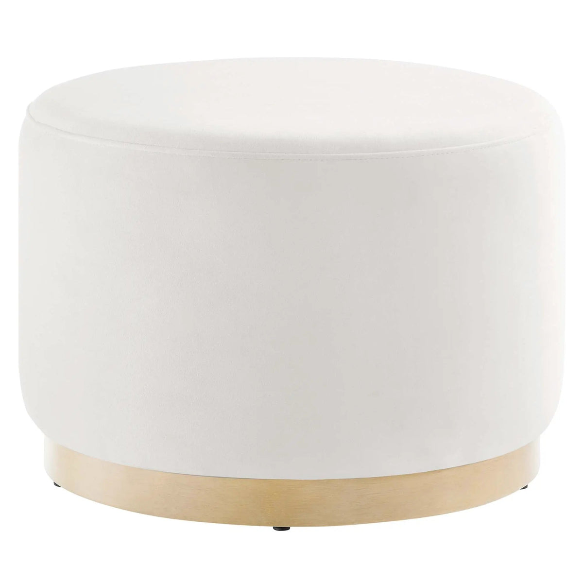 Tilden Large 23" Round Performance Velvet Upholstered Ottoman by HouseOfZazla