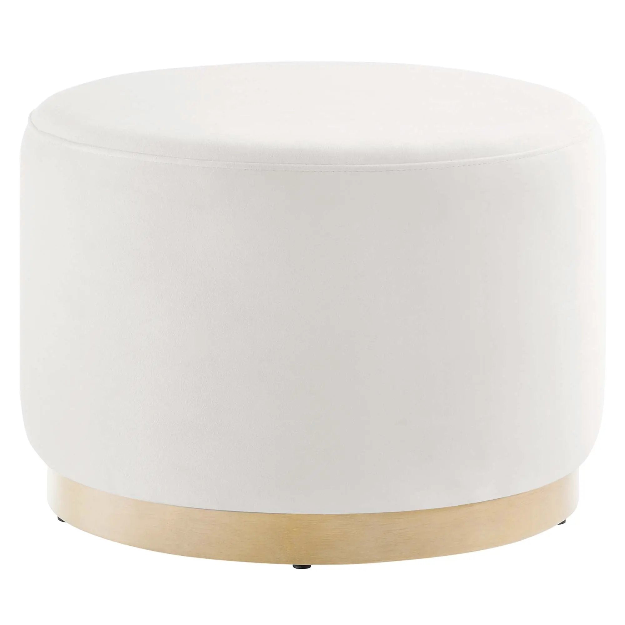Tilden Large 23" Round Performance Velvet Upholstered Ottoman by HouseOfZazla