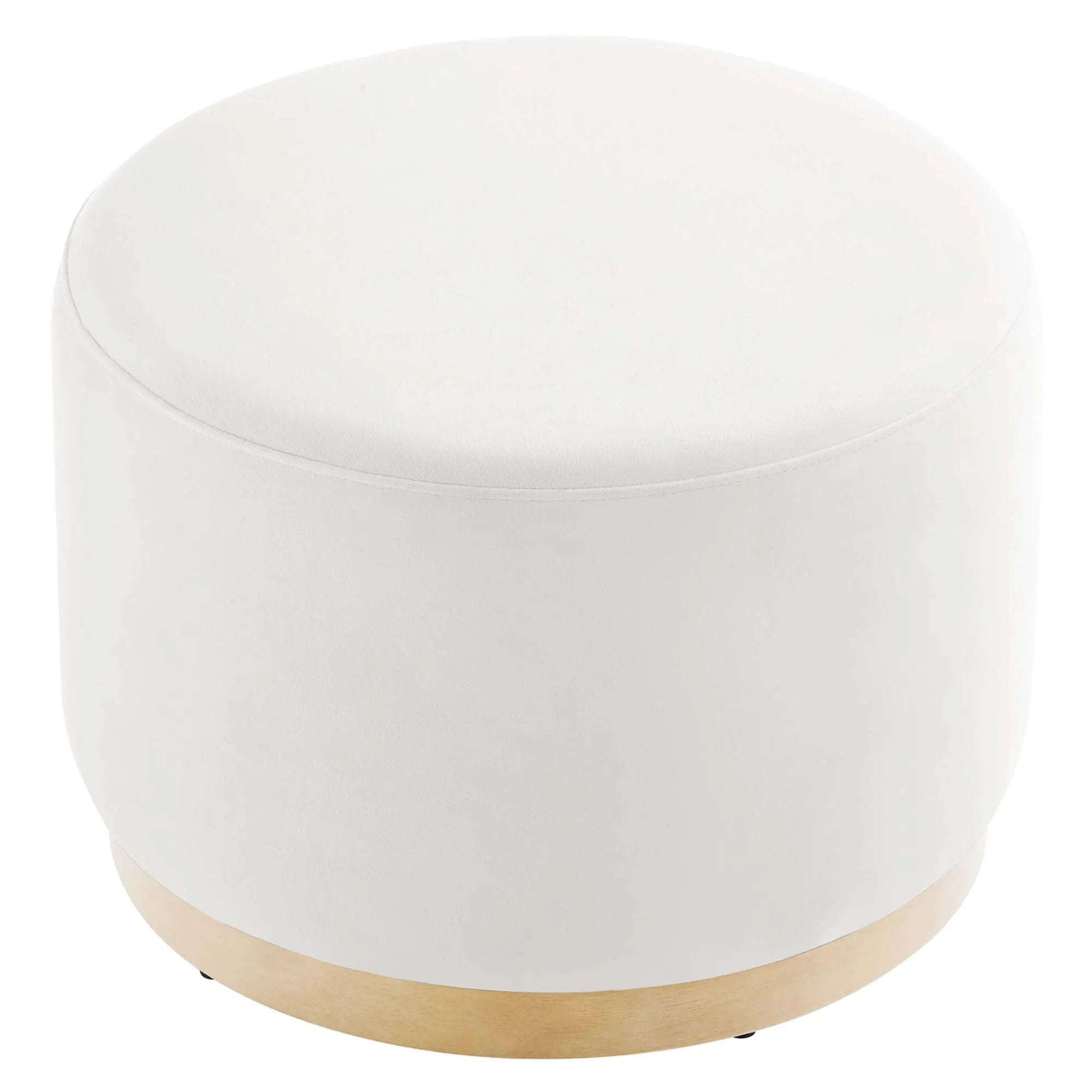 Tilden Large 23" Round Performance Velvet Upholstered Ottoman by HouseOfZazla
