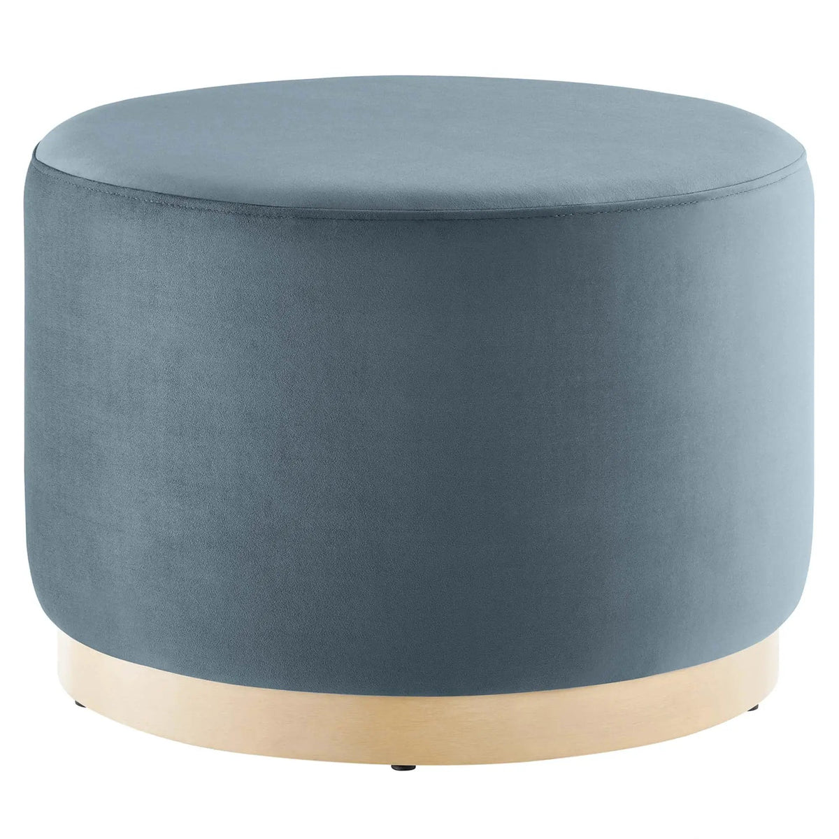 Tilden Large 23" Round Performance Velvet Upholstered Ottoman by HouseOfZazla