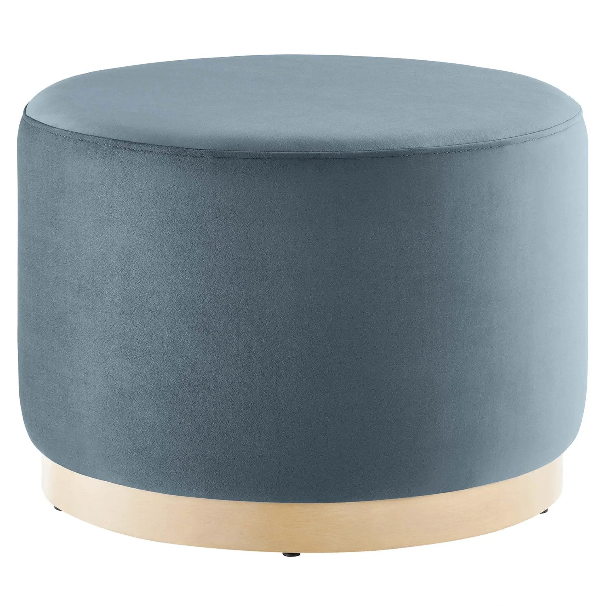 Tilden Large 23" Round Performance Velvet Upholstered Ottoman by HouseOfZazla