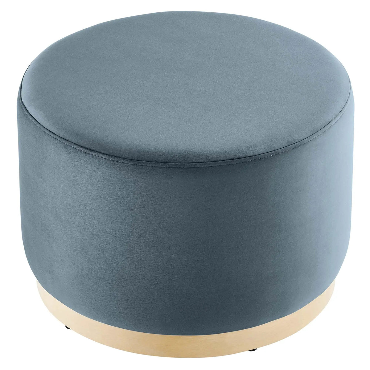 Tilden Large 23" Round Performance Velvet Upholstered Ottoman by HouseOfZazla