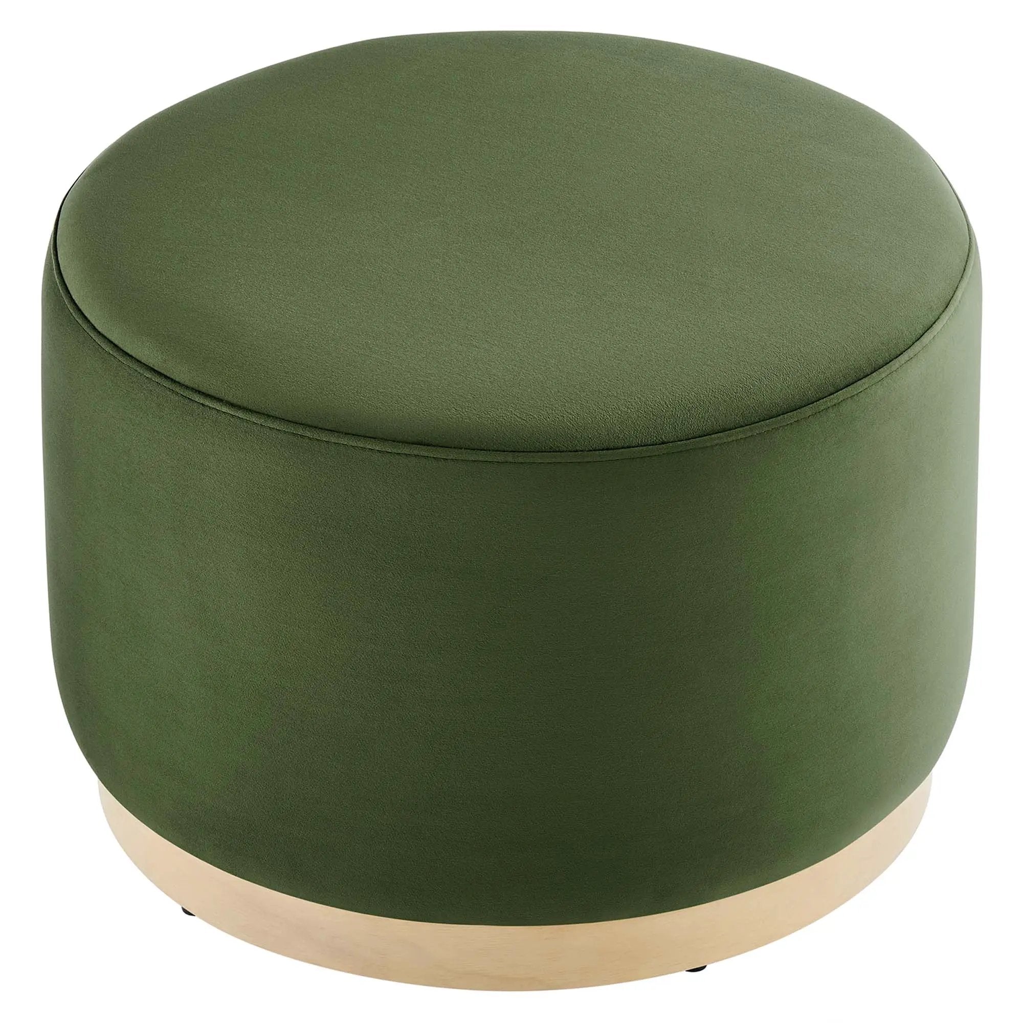 Tilden Large 23" Round Performance Velvet Upholstered Ottoman by HouseOfZazla