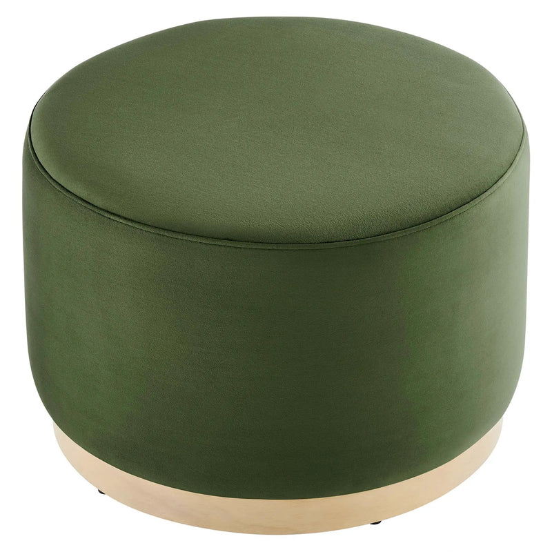 Tilden Large 23" Round Performance Velvet Upholstered Ottoman by HouseOfZazla