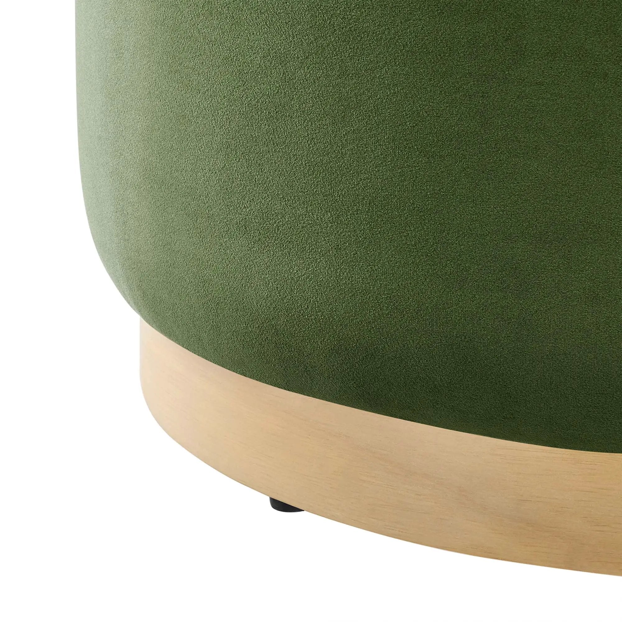 Tilden Large 23" Round Performance Velvet Upholstered Ottoman by HouseOfZazla