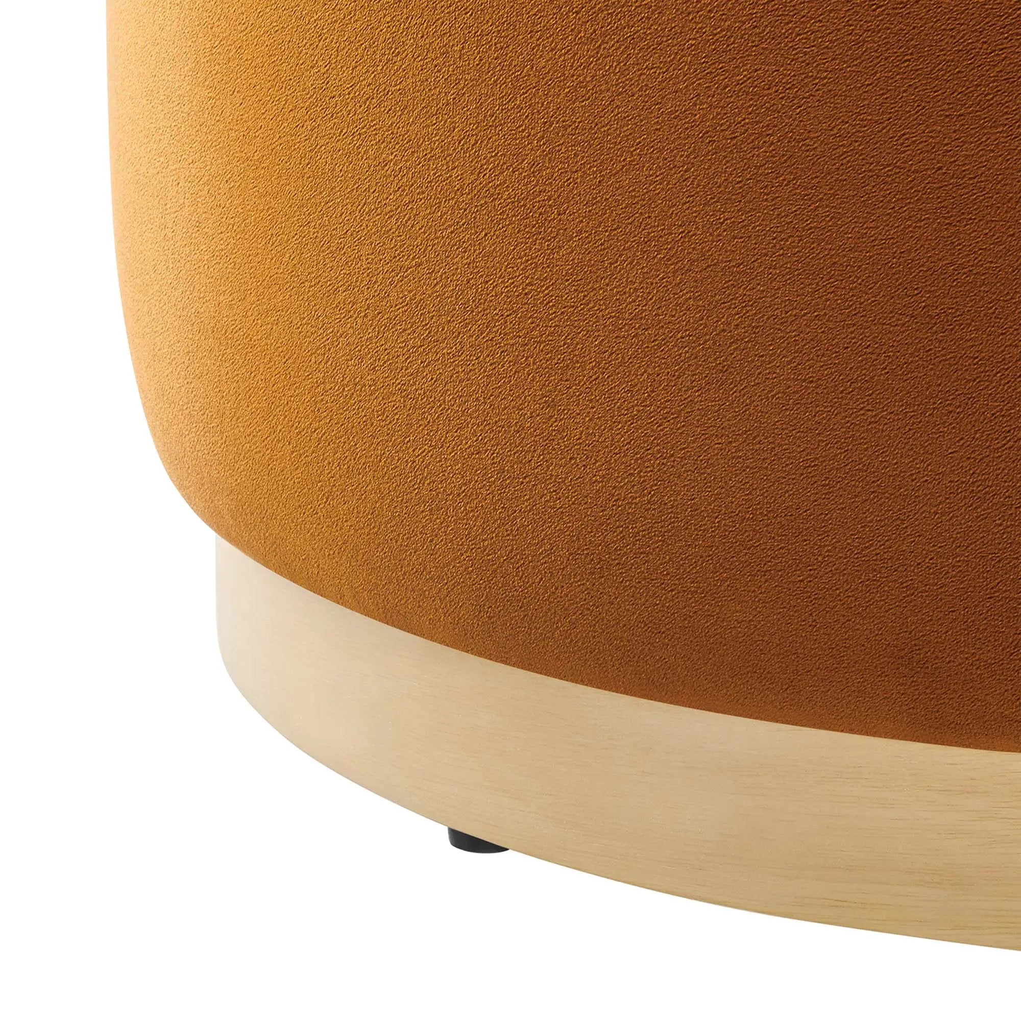 Tilden Large 23" Round Performance Velvet Upholstered Ottoman by HouseOfZazla