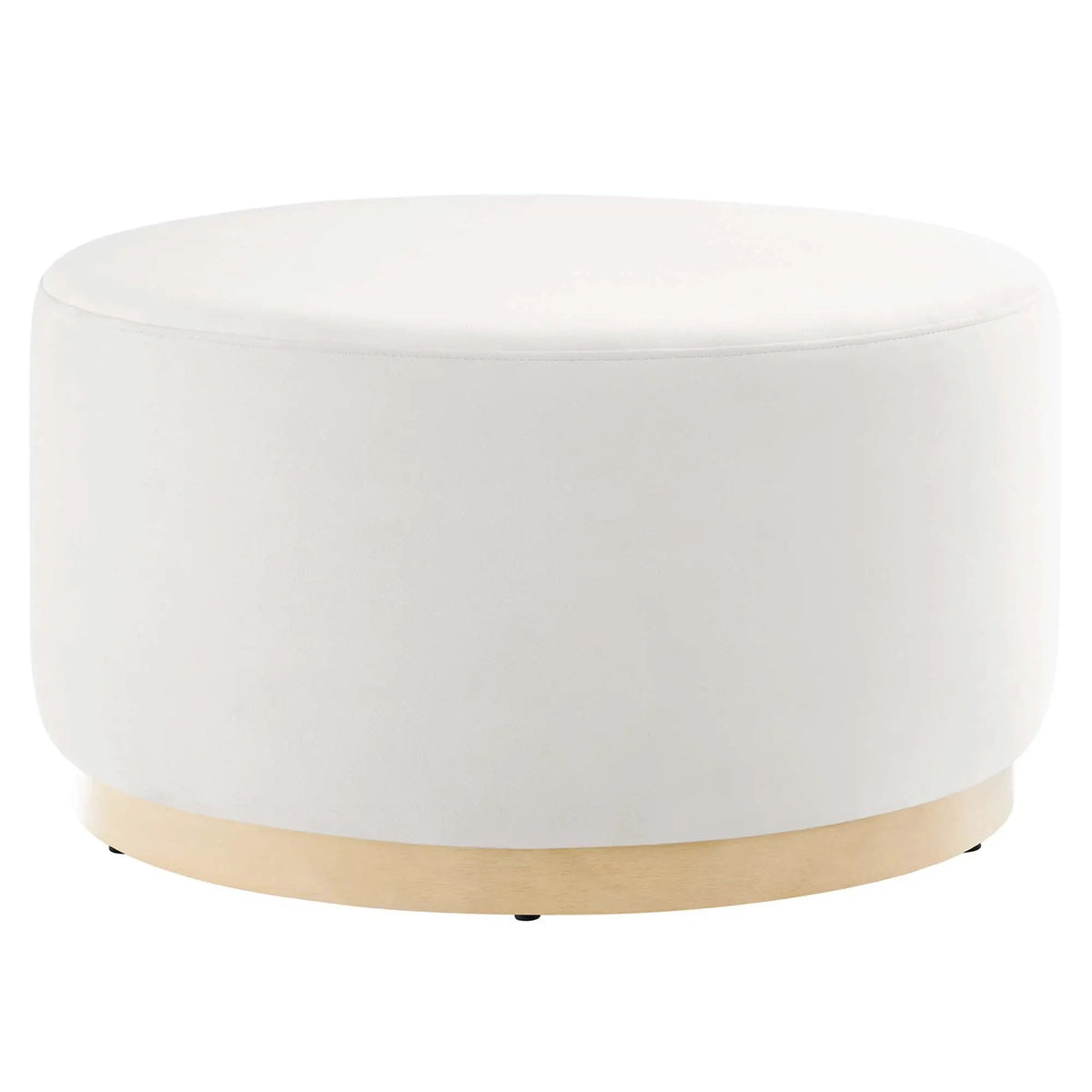 Tilden Large 29" Round Performance Velvet Upholstered Ottoman by HouseOfZazla