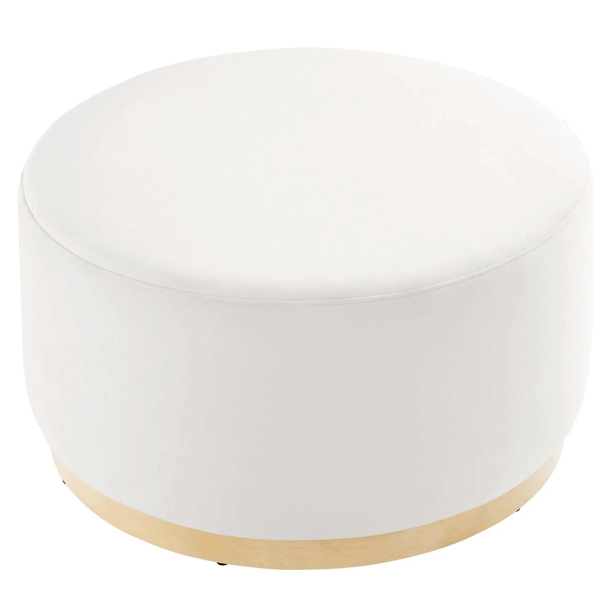Tilden Large 29" Round Performance Velvet Upholstered Ottoman by HouseOfZazla