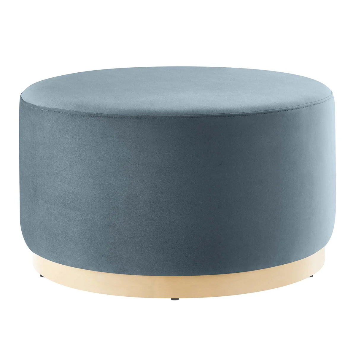 Tilden Large 29" Round Performance Velvet Upholstered Ottoman by HouseOfZazla