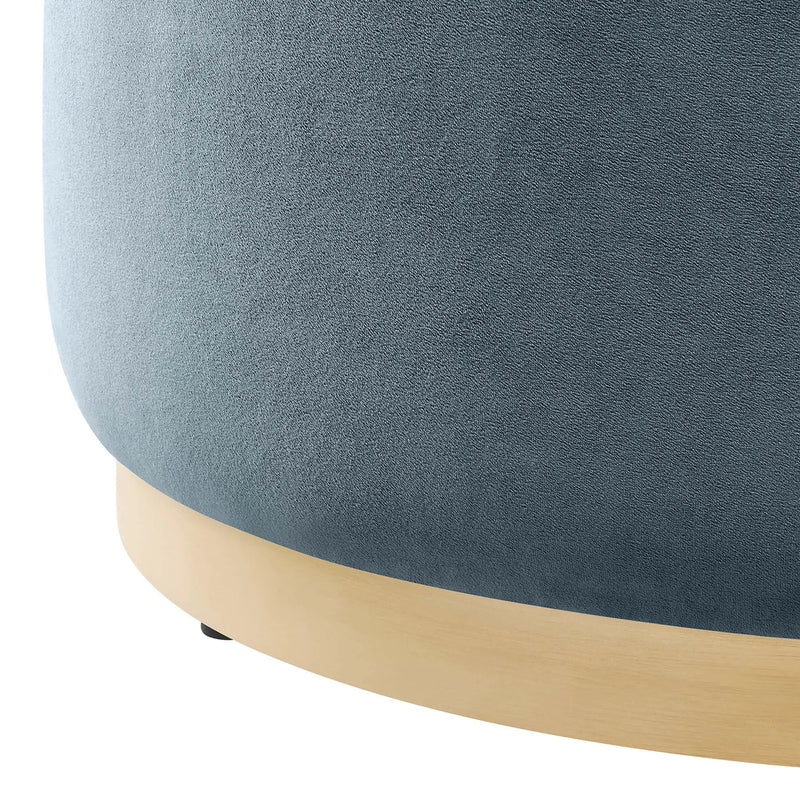 Tilden Large 29" Round Performance Velvet Upholstered Ottoman by HouseOfZazla