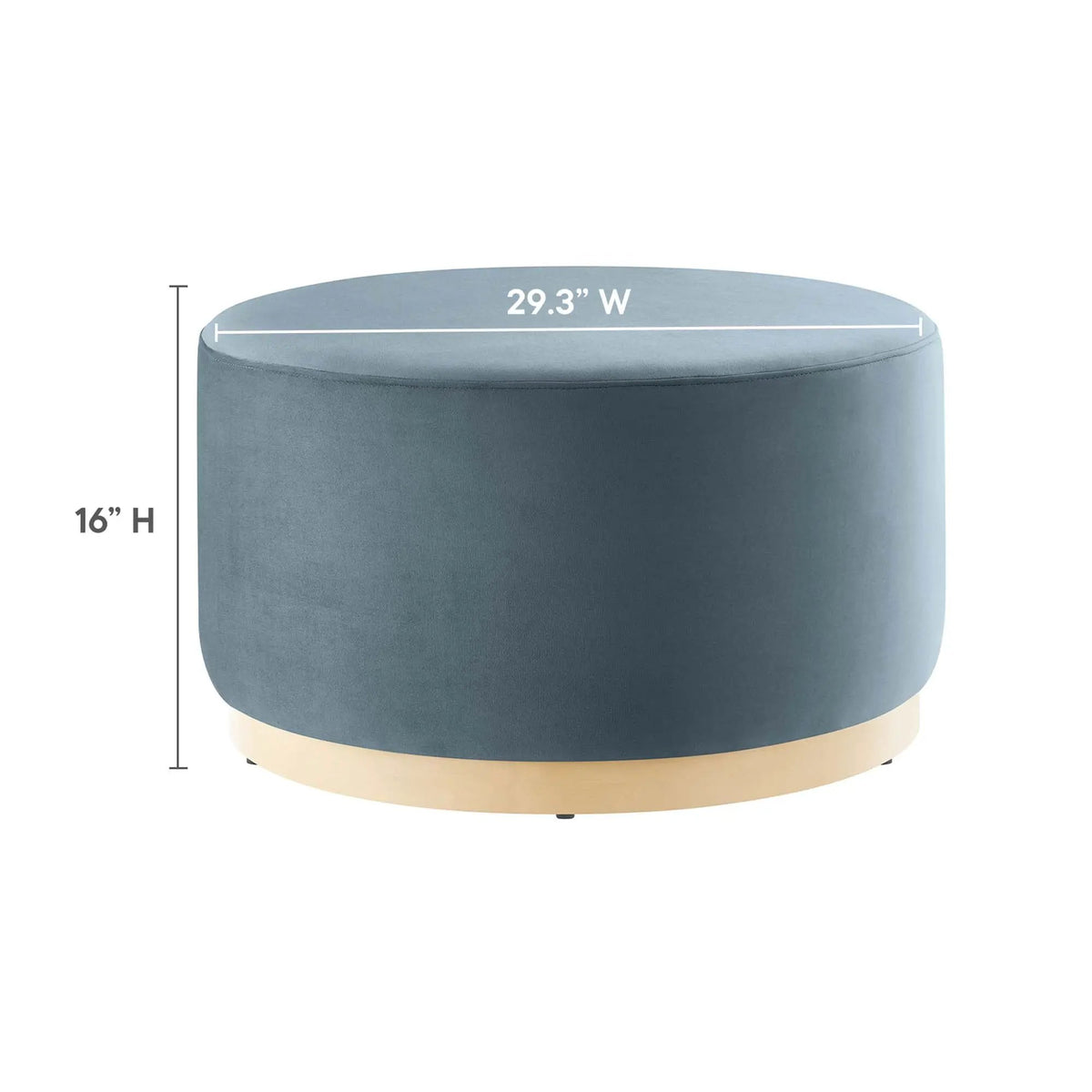 Tilden Large 29" Round Performance Velvet Upholstered Ottoman by HouseOfZazla