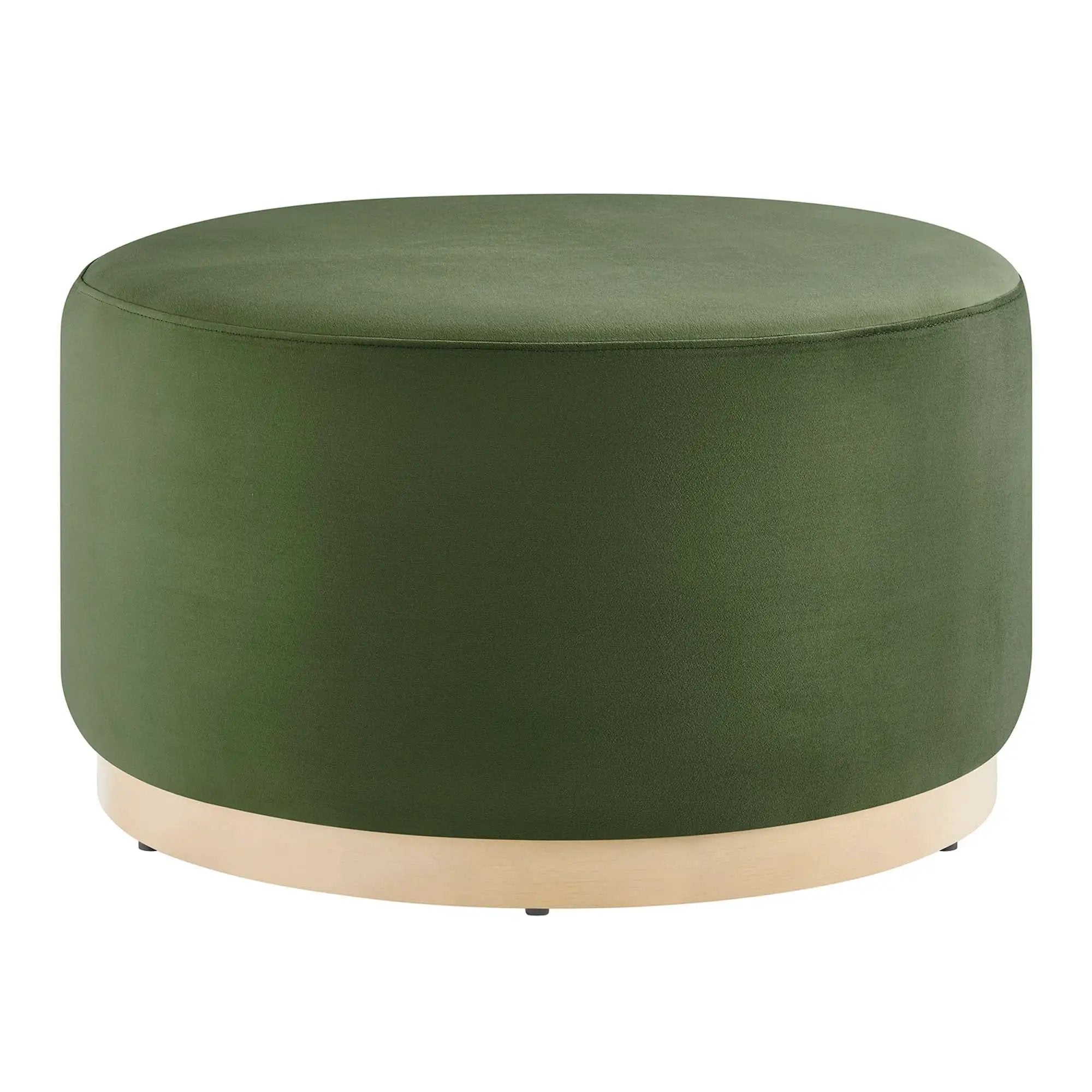Tilden Large 29" Round Performance Velvet Upholstered Ottoman by HouseOfZazla