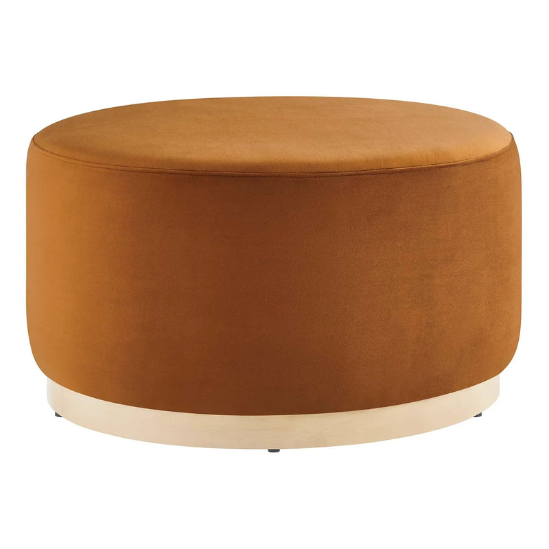 Tilden Large 29" Round Performance Velvet Upholstered Ottoman by HouseOfZazla