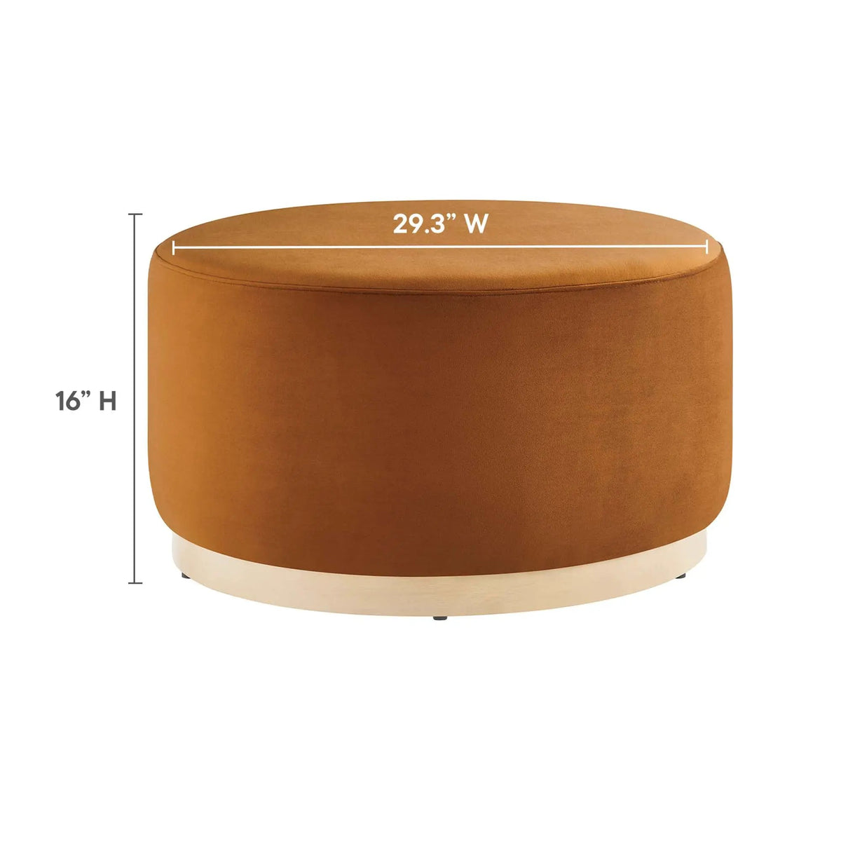 Tilden Large 29" Round Performance Velvet Upholstered Ottoman by HouseOfZazla
