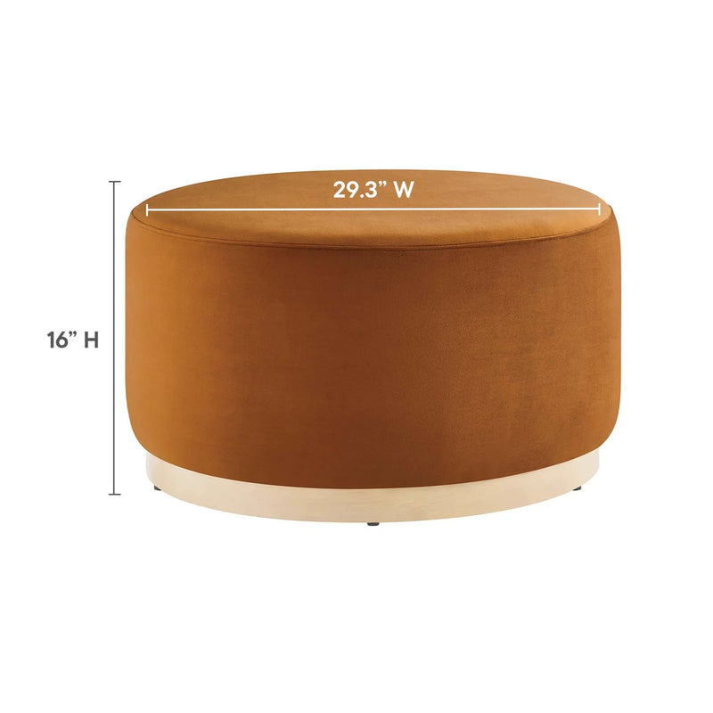 Tilden Large 29" Round Performance Velvet Upholstered Ottoman by HouseOfZazla