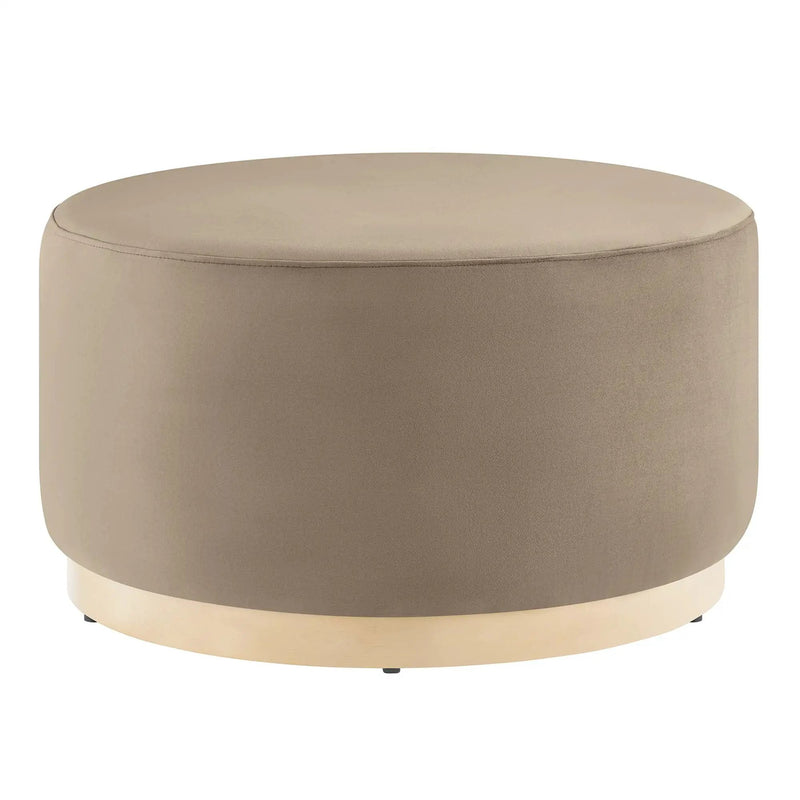 Tilden Large 29" Round Performance Velvet Upholstered Ottoman by HouseOfZazla