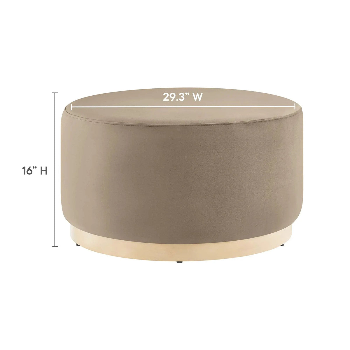 Tilden Large 29" Round Performance Velvet Upholstered Ottoman by HouseOfZazla