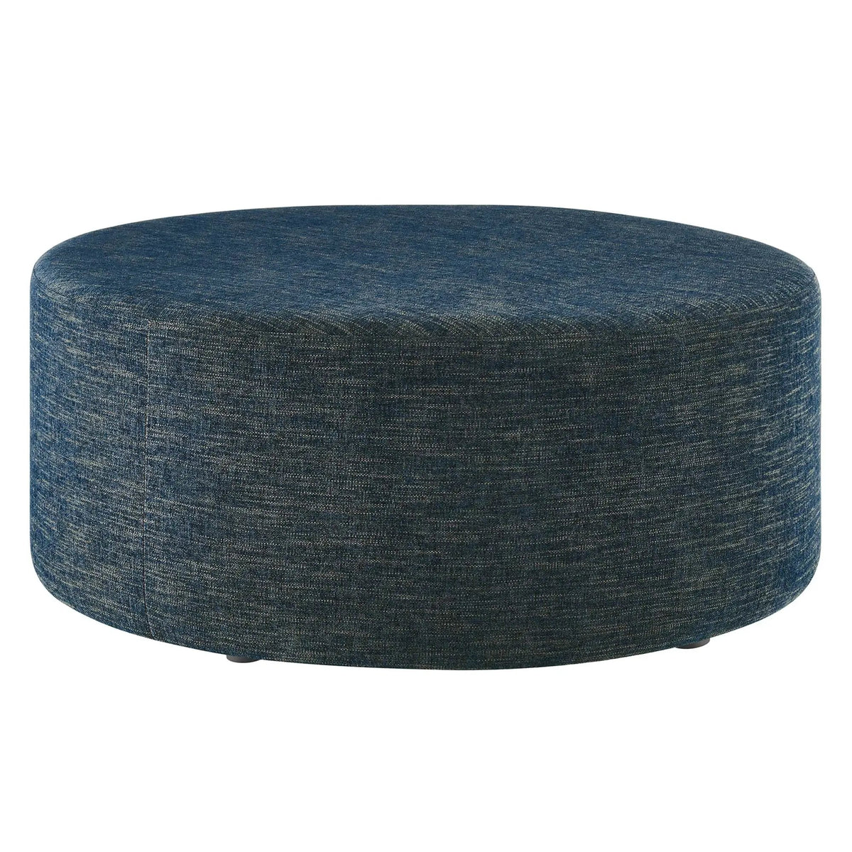 Callum Large 38" Round Woven Heathered Fabric Upholstered Ottoman by HouseOfZazla