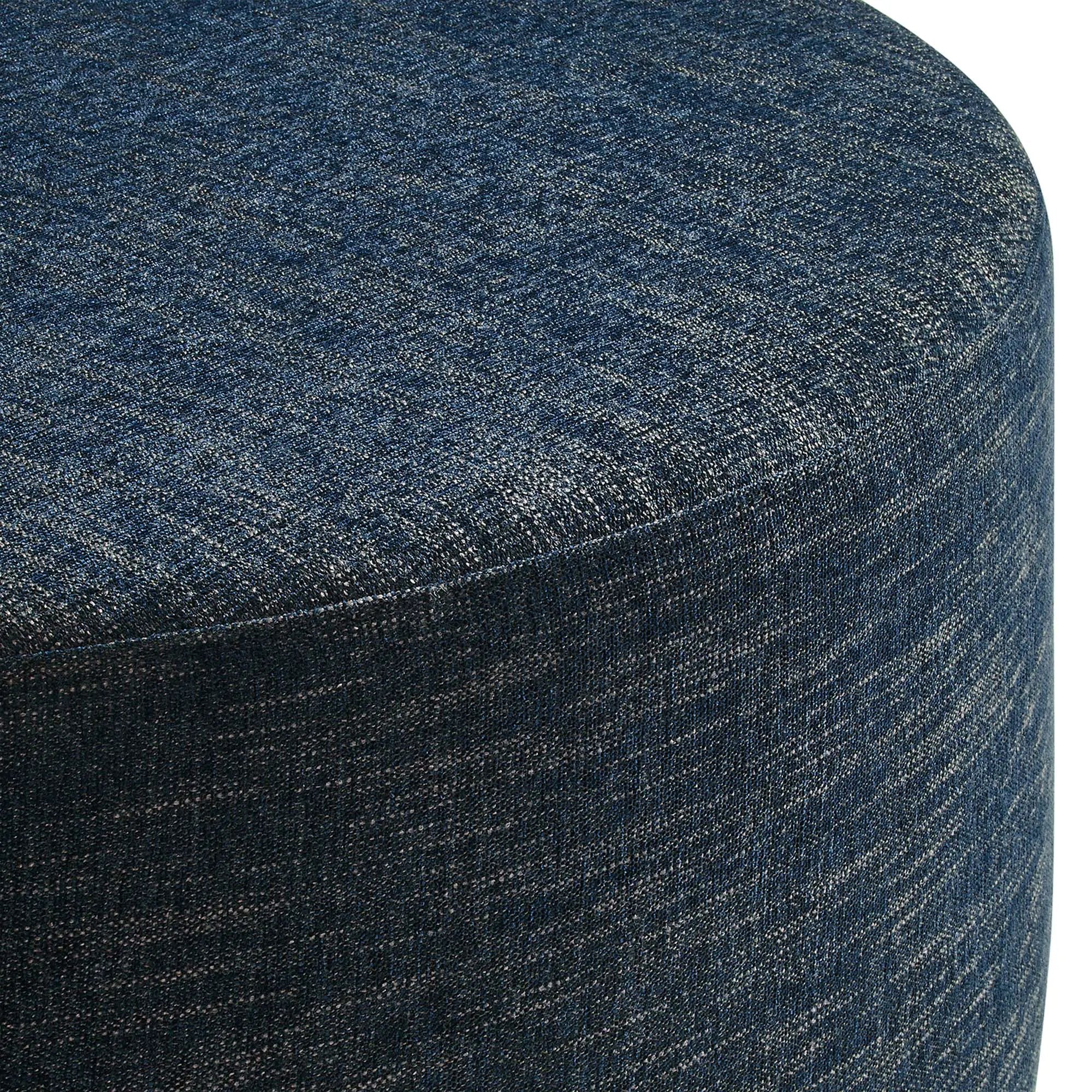 Callum Large 38" Round Woven Heathered Fabric Upholstered Ottoman by HouseOfZazla