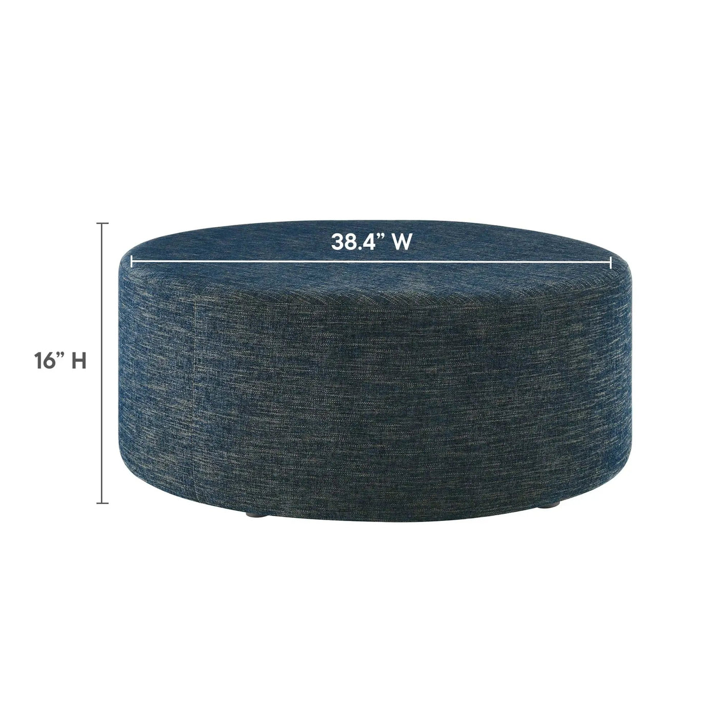 Callum Large 38" Round Woven Heathered Fabric Upholstered Ottoman by HouseOfZazla