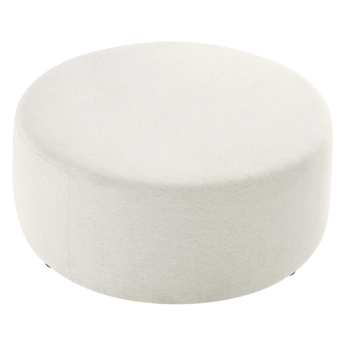 Callum Large 38" Round Woven Heathered Fabric Upholstered Ottoman by HouseOfZazla